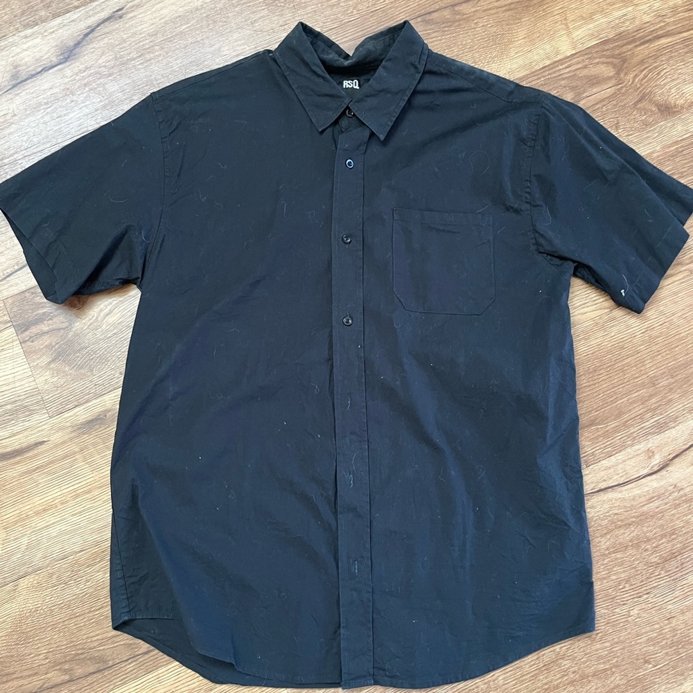 RSQ Men's Black Casual Button Down Shirt